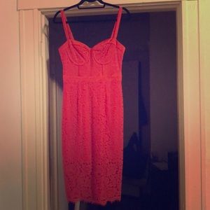 Express bright pink lace dress